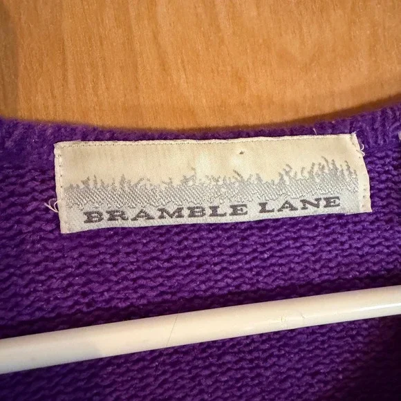 Vintage Bramble Lane Purple Silk Angora Blend Bow Collar Sweater Womens Medium - Picture 7 of 8
